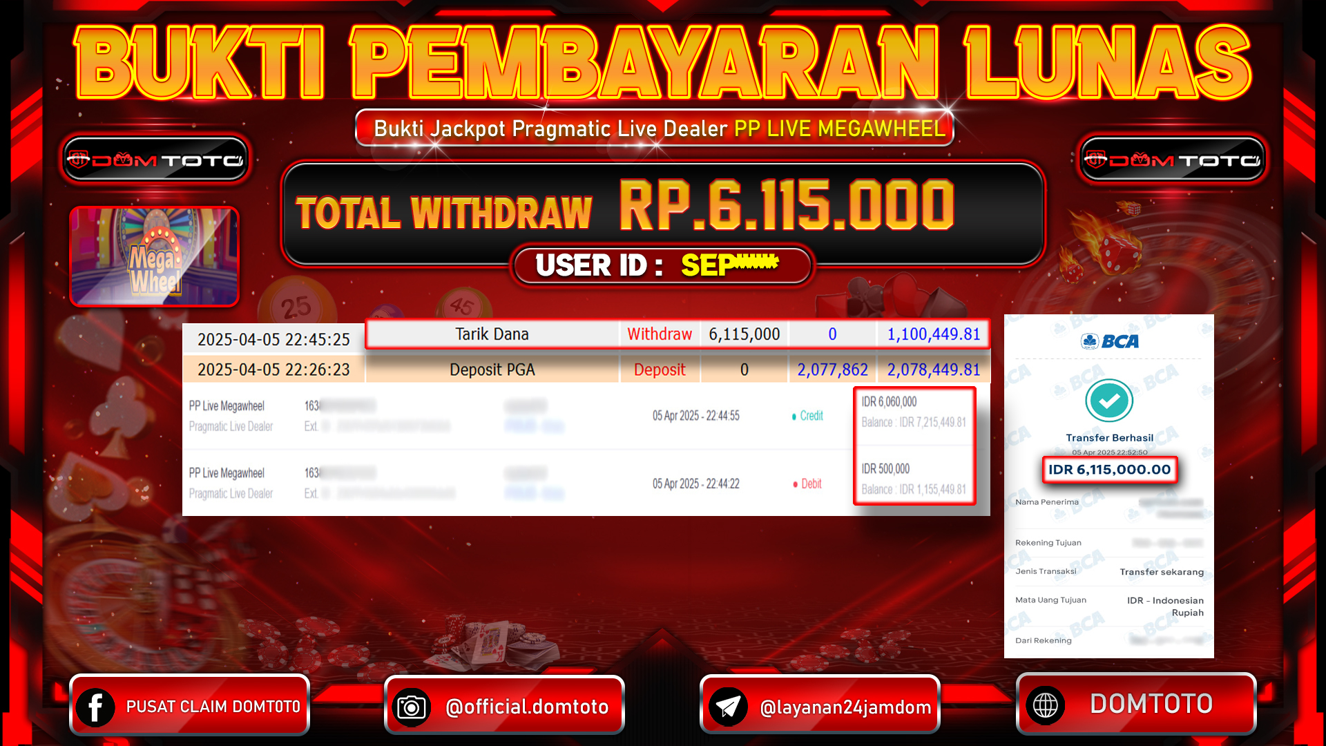 JACKPOT LIVE DEALER PP LIVE MEGAWHEEL 05 APRIL 2025